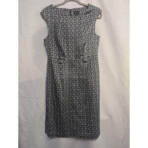 SOHO Apparel LTD. dress size 10 navy/white sleeveless ponte knit classic sheath